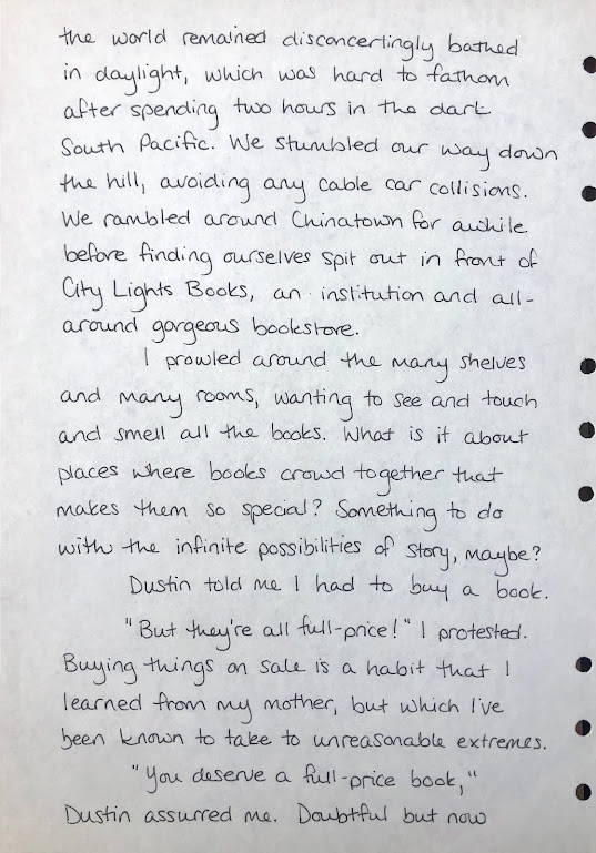 A photo of a handwritten journal page. There are no sketches on this page. It's very sad. A full transcription of the writing is below. 